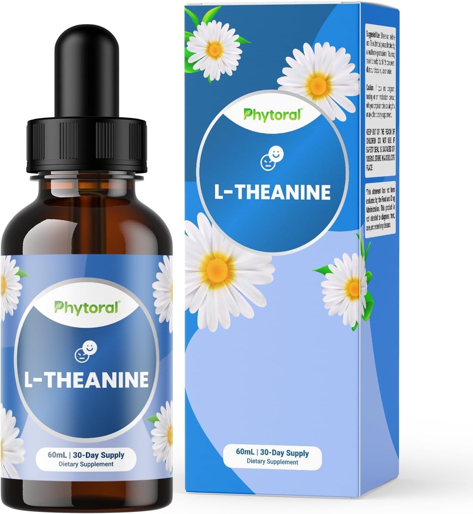 Phytoral Potent L-Theanine Liquid Drops - Çocuklar ve Yetişkinler Calm & Relaxation Support - Premium Quality Drops Çocuklar ve Yetişkinler için İdeal 30 Hizmet