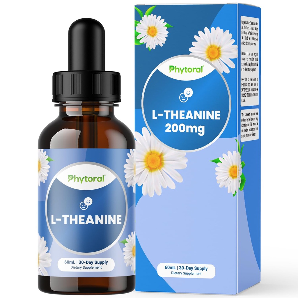 Phytoral Potent L-Theanine Liquid Drops - Çocuklar ve Yetişkinler Calm & Relaxation Support - Premium Quality Drops Çocuklar ve Yetişkinler için İdeal 30 Hizmet