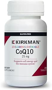 Kirkman Coenzyme Q10 25 mg Çocuk Chewable Tabletler || 250 Tablet || CoQ10 || Ortak allergens || Gluten Free || Casein Free || Supports Immune System