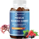 O NUTRITIONS Premium Sea Moss Gummies İrlandalı Deniz Moss, Burdock Root ve Bladderwrack -Seamoss Rawtrikne Supplement