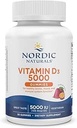 Nordic Naturals Vitamin D3 5000 Gummies, Passion Fruit - 30 Gummies - Support for Healthy Bones, Mood, & Immune System - Vegetarian - Non-GMO - 30 Servings