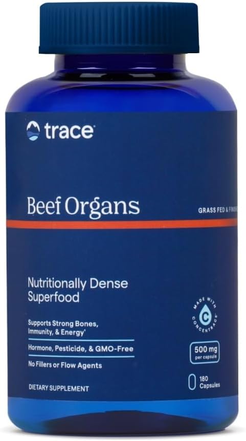 Trace Minerals Beef Organları - Günlük Sağlık için Beef Organı - Immune System, Heart, Energy, Hair, Skin & Bone Health - Natural Superfood - DW & Paleo-Friendly - 180 Count (30 Hizmet)