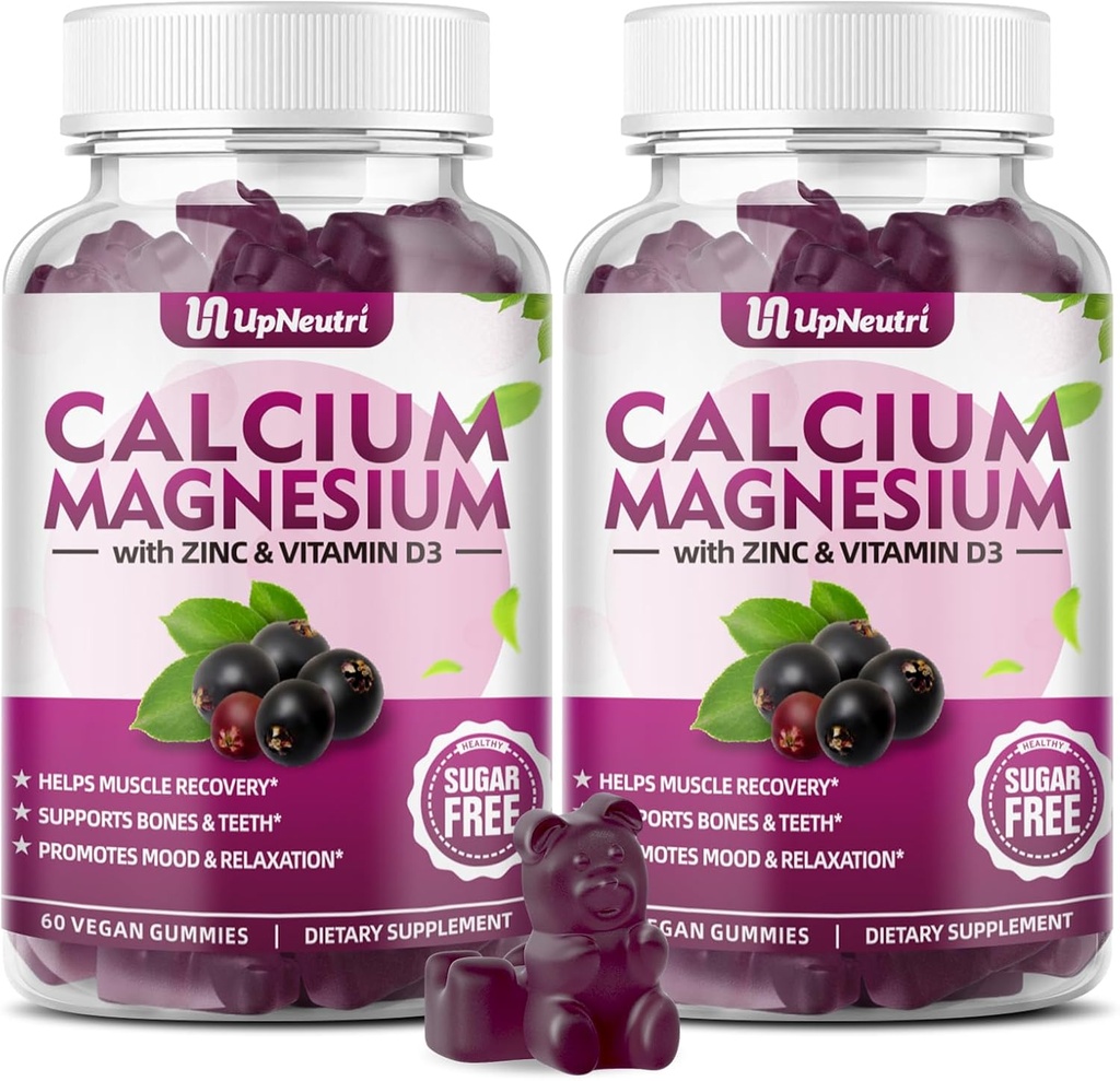 D3 Supplement Vitamini olan Magnezyum, Sugar Freeuba Gummies for Women Men, High Aborsang Gummies for Bone & Muscle & Immune Health, Vegan Elderberry Flavor - 120 Count