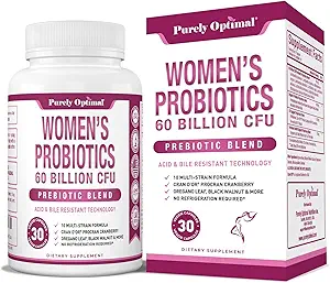 Safly Optimal Kadın Probiyotiks 60 Milyar CFU – Destekler Digestive & Vaginal Health, Odor Control, PH Balance – Prebiyotiks & Cranberry ile – 30 Capsules için Raf-Stable Probiyotikleri