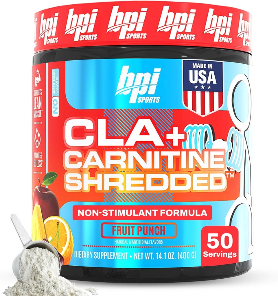 BPI Sports CLA + Carnitine Spedded - Yağ Hücrelerini Enerjiye ve Desteklere Dönüştürmek, Metabolism - Non-Stimulant L-Carnitine Supplement - Punch Meyvesi (14.1 oz. / 50 Hizmet)