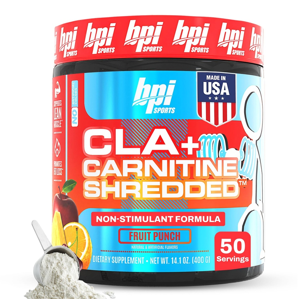 BPI Sports CLA + Carnitine Spedded - Yağ Hücrelerini Enerjiye ve Desteklere Dönüştürmek, Metabolism - Non-Stimulant L-Carnitine Supplement - Punch Meyvesi (14.1 oz. / 50 Hizmet)