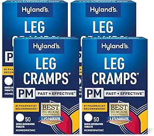 Hyland's Leg Cramps PM, Relief of Nighttime Leg, Calf, and Foot Cramps, 50 Quick- Disolving Tablets 4- Pack (200 Σύνολο)