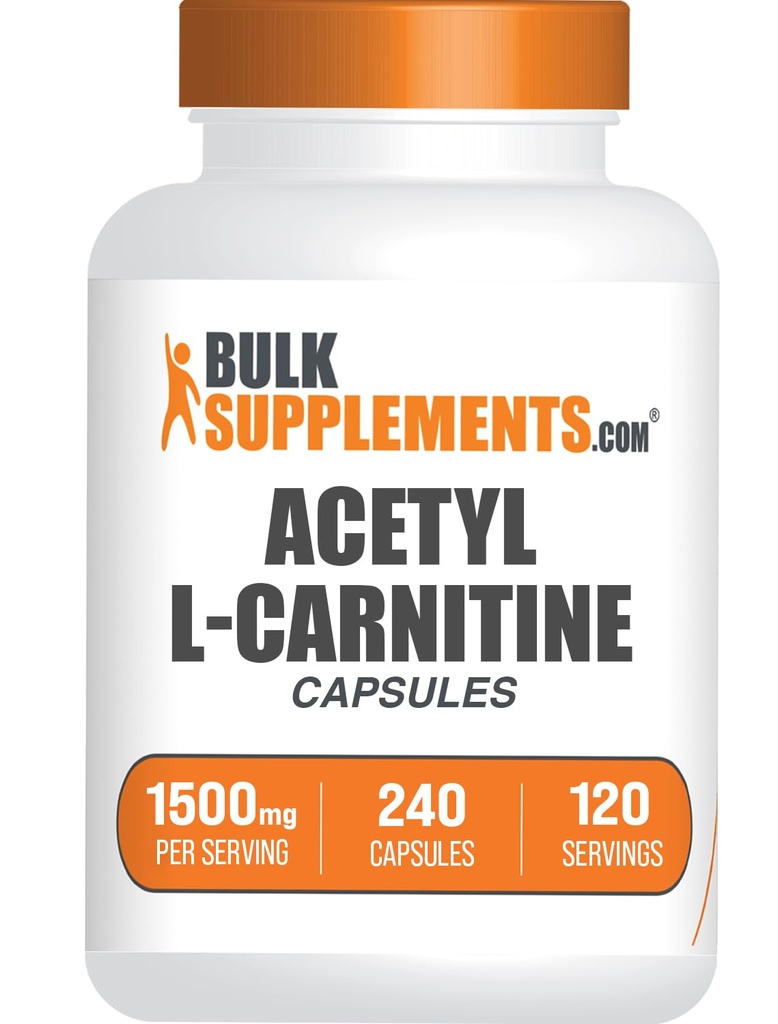 BulkSupplements.com Acetyl L-Carnitine Capsules - ALCAR HCl, Carnitine Supplement - ALCAR Capsules, Acetyl L-Carnitine 1500 mg - Gluten Free, 2 Capsules per Service, 240 Capsules