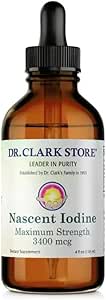 Dr. Clark Store White Iodine (Nascent Iodine) – 4 Fl Oz, Tiroid Sağlığını Destekliyor ve Immune System