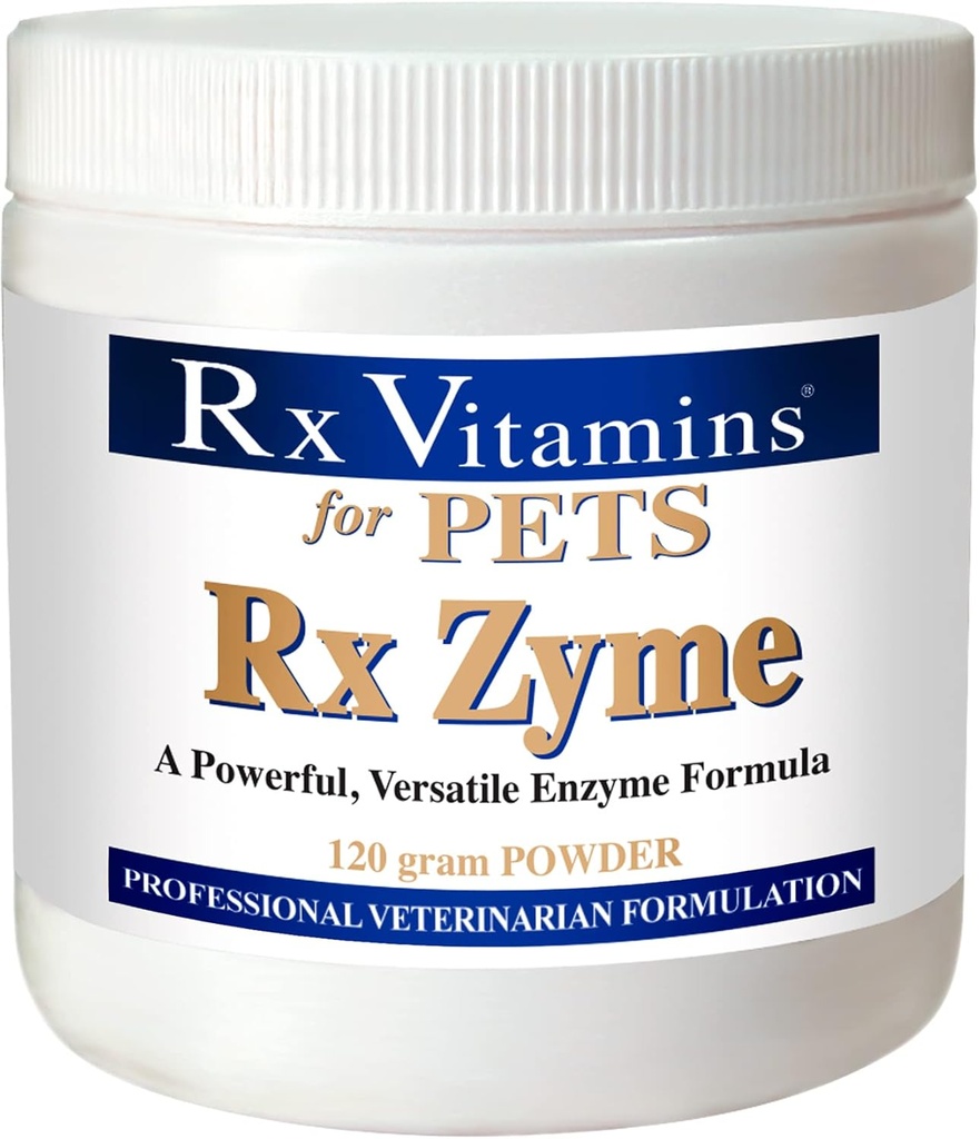 Rx Βιταμίνες για κατοικίδια Rx Zyme για σκύλους & γάτες - Βοήθεια Γαστρεντερική Δυσφορία - Προσθήκη στα τρόφιμα - 120g σκόνη