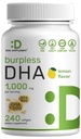 DHA Supplements | 240 Softgels, Burpless, Lemon Flavor, DHA 1000 mg + EPA 500 mg, Vahşi Caught Fish, Omega-3s, Mercury Free, Non-GMO, Support Brain Heart & Joint Health