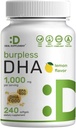 DHA Supplements | 240 Softgels, Burpless, Lemon Flavor, DHA 1000 mg + EPA 500 mg, Vahşi Caught Fish, Omega-3s, Mercury Free, Non-GMO, Support Brain Heart & Joint Health