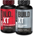Jacked Factory Muscle Builder Supplement Stack - Build-XT Muscle Builder & N.O. XT Nitric Oxide Boosting Agent for Dual Support (30 Day Supply)