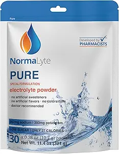 NormaLyte Oral Rehydration Salts- Helps Dietary Management of POTS Syndrome Symptoms-1 Pouches - 30 Sticks (Yields 500mL per Pack)-Pure| Energy Supplements, Potassium Supplement, Dehydration Recovery