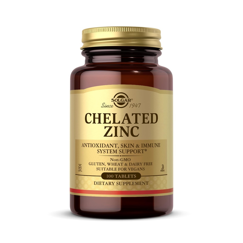Solgar Chelated çinko, 100 Tablet - Sağlıklı Cilt için çinko - Destek Hücre Büyüme ve DNA Formasyon - Exerts Antioksi Activity - Supports A Healthy Immune System - Non GMO, Gluten Free - 100 Servisler