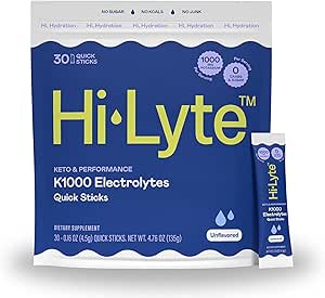 Hi-Lyte K1000 Electrolytes Sticks Unflavored Keto & Performans, 30 Hizmet