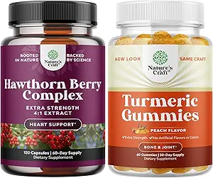 Ekstra Güçlü Hawthorn Berry Capsules - Kalp Sağlığı Supplement ve Turmeric Curcumin Immune Support Gummies - Immune ATM Turmeric Gummies for Joint Support and Advanced Skin Care