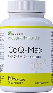 CoQ10 Max High Absorption Supplement with Turmeric Curcumin - 100 mg Capsules - Vegan - Heart Health, Energy, Mitochondria, Antioxidant with Cavacurmin™, HydroQsorb® Coenzyme