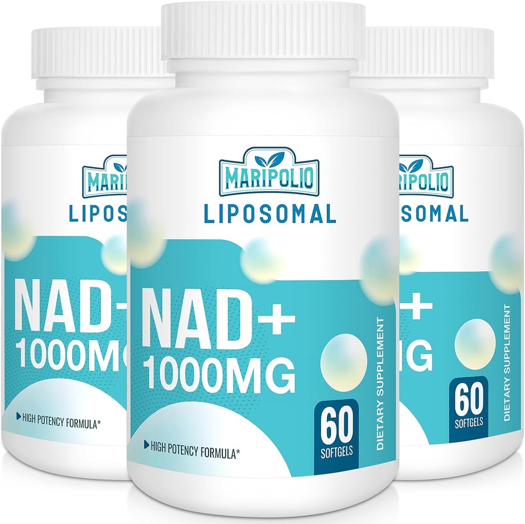 Liposomal NAD+ Supplement 1000 mg | En Yüksek NAD Pontecy | Max Aborpsiyon | Pure NAD Supplement | Enerji ve DNA Tamir, Aging Defense, Brain Function | 180 Softgels