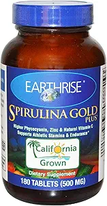 Dünyarise Spirulina Gold Plus 500 mg Tablet 180 say, Natural Premium Spirulina from California- Vegan, Gluten Free, Keto Friendly, Non -GMO Super Food yüksek vitaminler ve mineraller.