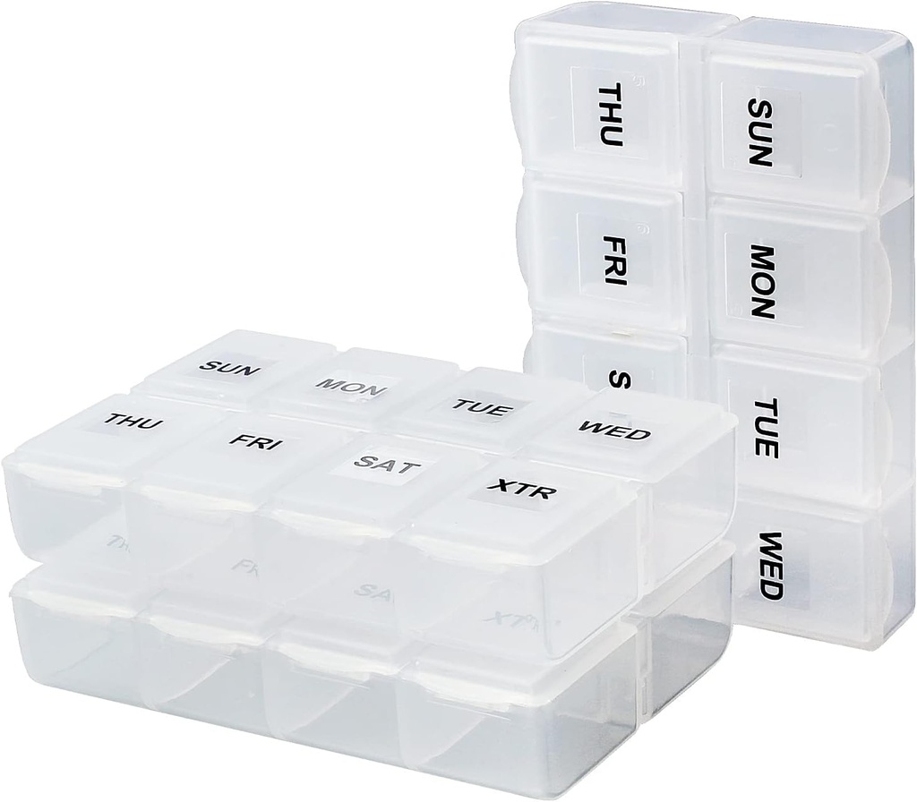 Serfeymi Weekly Pill Organizer 3 Pack Medicine Organizer Travel Pill Box 7 Day Pill Case for Purse Pill Container Pill Holder Daily Pill Box Organizer for Drug, Vitamin, Supplement, Supplement