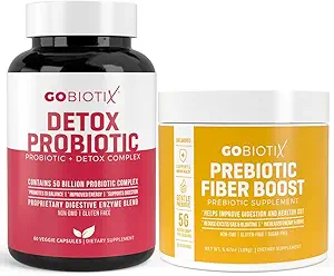 GOBIOTIX Detox & Fiber Supplement Bundle - Prebiotic Fiber Powder & Detox Υποστήριξη - Προάγει Digestive Υγεία, Καθαρισμός Ούρων, και Κανονικότητα - Keto, Vegan, Χωρίς Γλουτένη