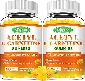 2 Pack Acetyl L-Carnitine Gummies for Men & Women - Daily Energy Support with Immune Support Gummies, Mango Flavor, 120