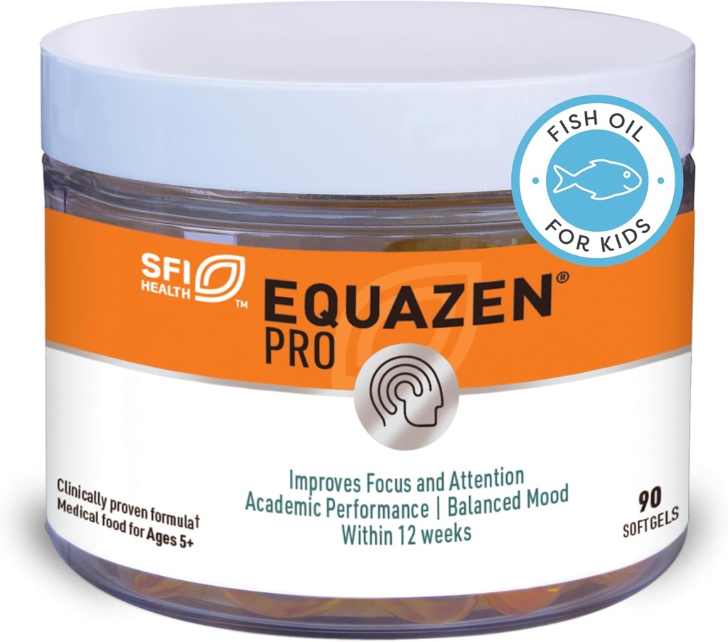 Çocuklar için Equazen PRO Balık Yağı - Klinik olarak Odak Geliştirmek için Test edildi, Çocuklarda Öğrenme + Davranış, Gençler - DHA/EPA Omega-3 + Omega-6 Supplement for Brain Support* (90 Softgels / 30 Hizmet)