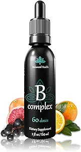B-Complex Drops, 2oz, 60 Dos, All 8 B-Vitamins, Immune Energy Support Supplement Non GMO Vegetarian Safe