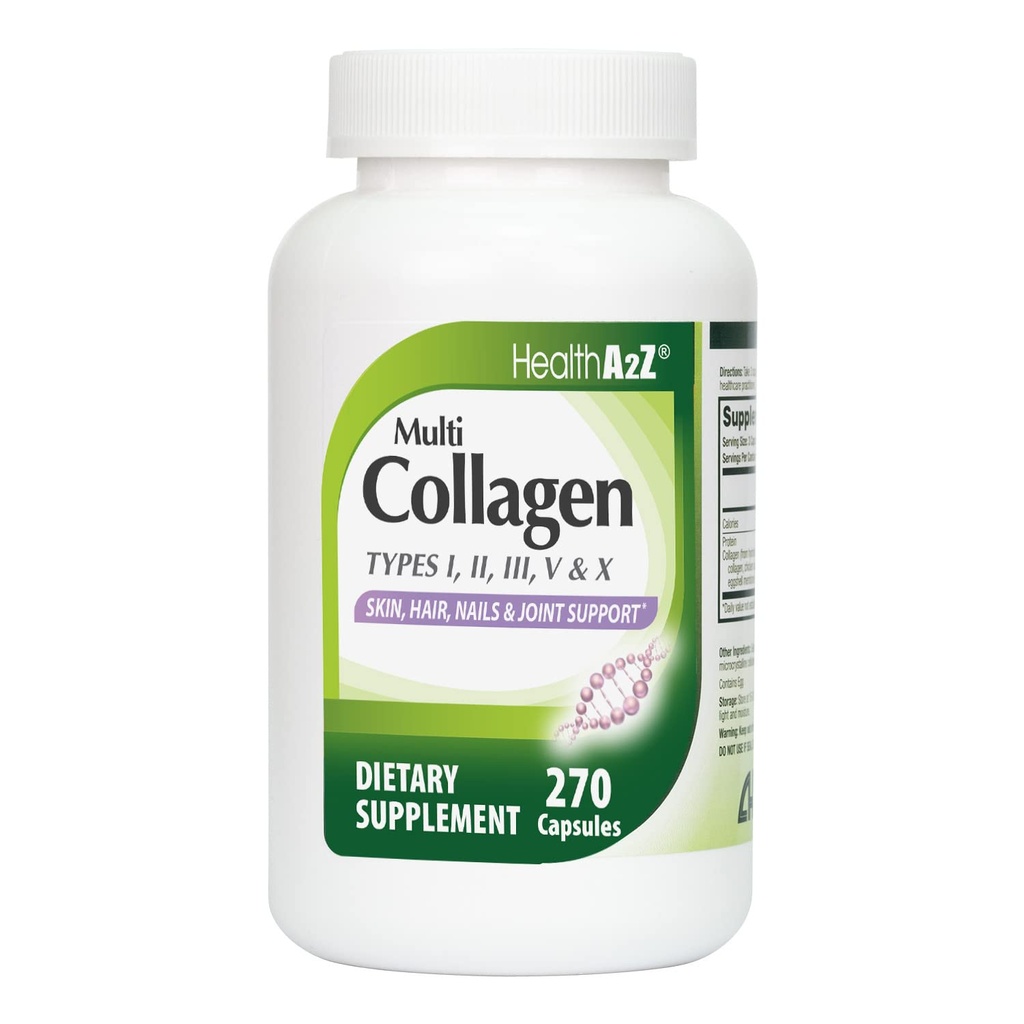 HealthA2Z® Multi Collagen Pills | 1735 mg | 270 Collagen Capsules | Tip I, II, III, V & X | for Health Skin, Hair, Nails & Ortak Destek