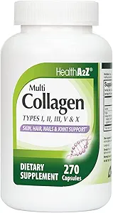 HealthA2Z® Multi Collagen Pills | 1735 mg | 270 Collagen Capsules | Tip I, II, III, V & X | for Health Skin, Hair, Nails & Ortak Destek