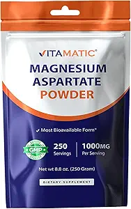 Vitamatic Magnesium Aspartate 1000mg per Serving Υποστηρίζει τους μυς, τις αρθρώσεις και την καρδιά υγεία 250 γραμμάρια - 250 υπηρεσίες