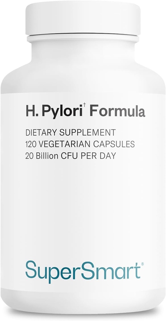 Supersmart H. Pylori Formula 20 Milyar CFU per Day - Probiyotik Lactobacillus Reuteri DSM 17648 Supplement | Non-GMO & Gluten Free - 120 Vegetarian Capsules