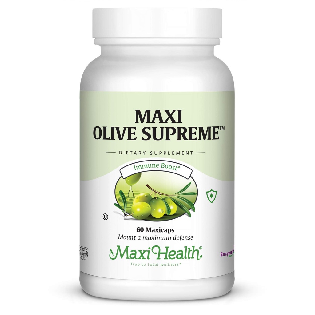 Maxi Health Olive Leaf Extract Capsules – Oleuropein, Garlic, Oregano, & Spirulina for Immune Support & Cardiovascular Health – Boost Energy & Wellness – Vegetarian, Kosher, 60 Olive Leaf Capsules