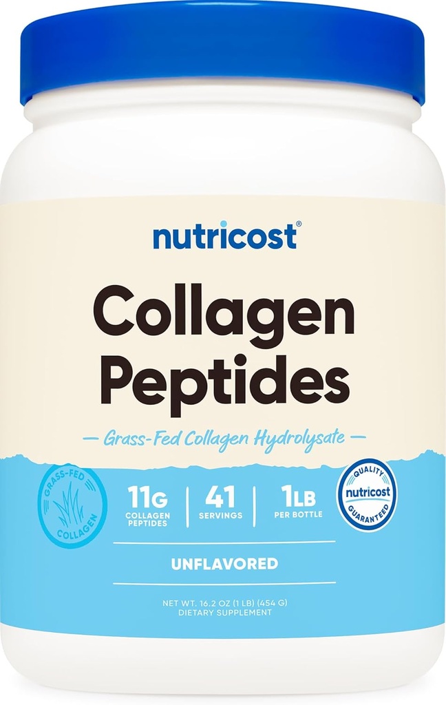 Nutricost Collagen Peptides Peptides Powder 1LB (454 G) - Grass Fed Bovine Collagen Hydrolysate (Άγευστη)
