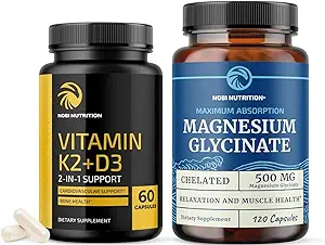 D3 C2 ve Magnezyum Glycinate Supplement | Bone, Heart, and Muscle Support with 5000 IU D3, K2 MK7, ve 500 mg Magnezyum | Yüksek Absorpsiyon, Immune & Nerve Support | 60 Her Şey