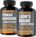 Lions Mane Supplements ile Koreli Red Panax, Sağlıklı Yaşam ve Yaşam Tarzı için Ginkgo biloba ile birlikte.