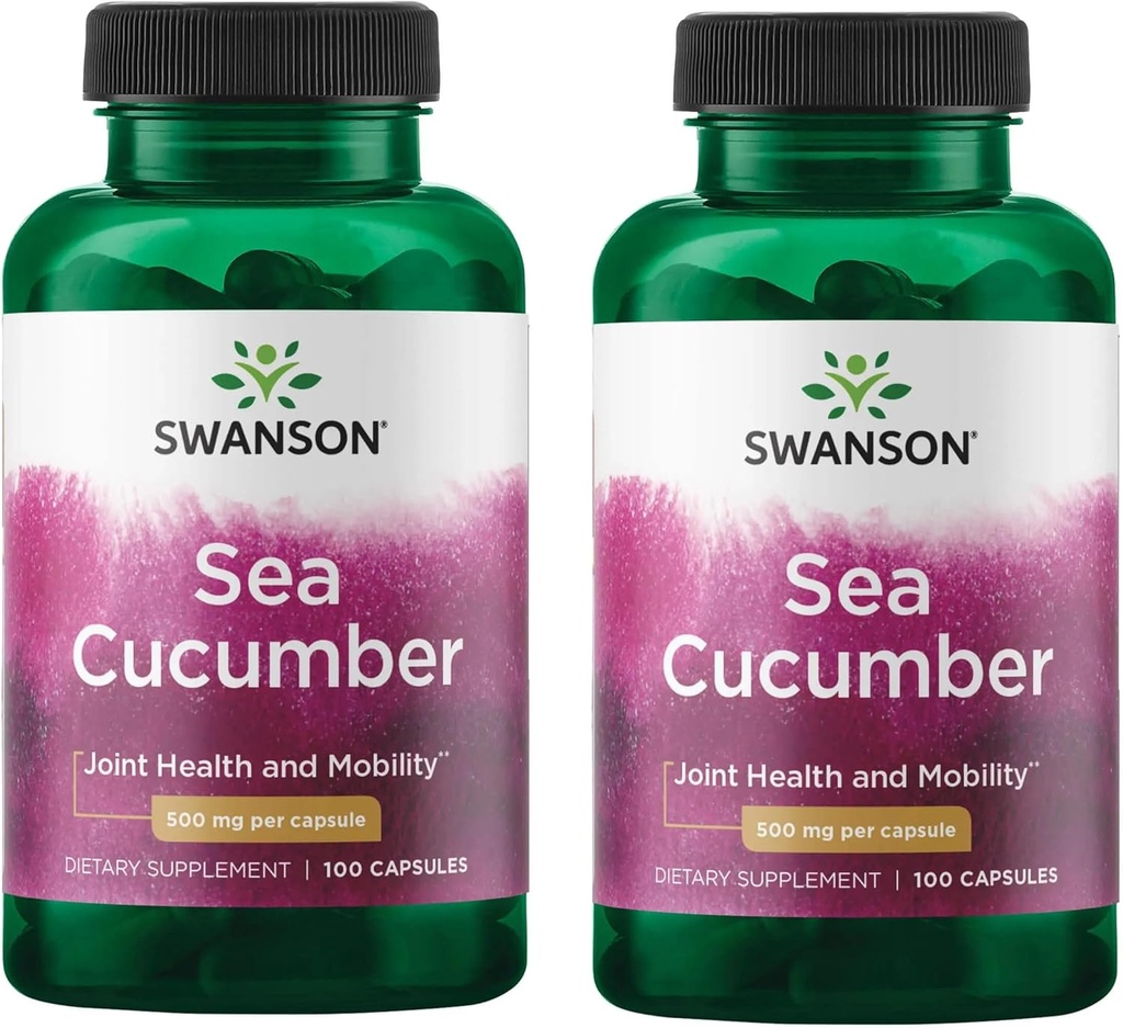 Swanson Sea Cucumber - Doğal Supplement Ortak Sağlık ve Hareketli Destek - Destekler Cartilage Protection & Connective Tound Health - (100 Capsules, 500 mg Her) (2 Pack)