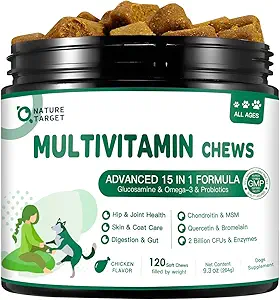 Köpekler için çok fazla vitamin - MSM & Glucosamine, Omegas 3 & 6, Digestive Health, Ortak Destek, Skin & Coat, Immune System & Genel Sağlık 120 Soft Chews