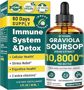Graviola Soursop Leafhopper - Soursop Bitters Liquid, Support Immune, Relax, Liver ve Sleep | Non-GMO, Sugar & Gluten Free, Original Flavor, 2 Fl Oz Oz