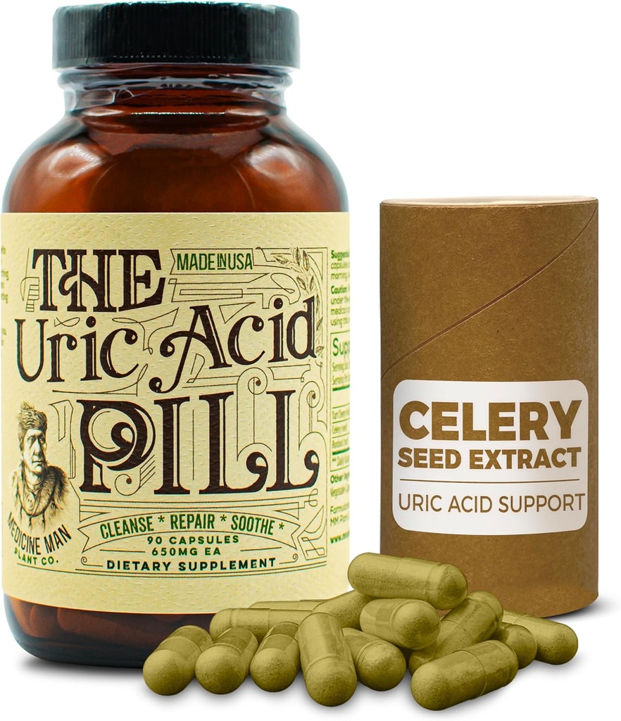 Uric Acid Pill 90 Capsules - Uric Acid Supplement with Tart Cherry Extract, Celery Seeds ve Burdock Root - Uric Acid Support Supplement with Non-GMO and Herbal Materialss