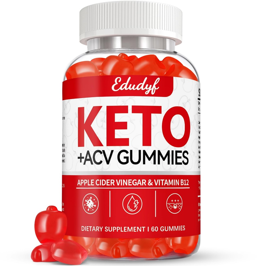 Keto ACV Gummies - 60 Kont Gluten-Free, Gelatin-Free Apple Cider Vinegar Gummies with B12 for Keto Support, Vegetarian, Unique Flavor, Şişed Supplement for Men & Women