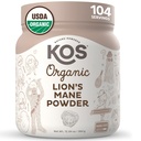 KOS Organik Lion's Mane Toz - Doğal Nootropic Superfood - Vegan Fonksiyonel Mushroom, Plantive, USDA sertifikalı, Non-GMO, Soy & Gluten-Free - 104 Servisler
