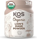 KOS Organik Lion's Mane Toz - Doğal Nootropic Superfood - Vegan Fonksiyonel Mushroom, Plantive, USDA sertifikalı, Non-GMO, Soy & Gluten-Free - 104 Servisler