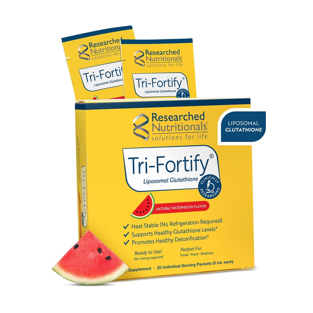 Araştırmalı Beslenme Liposomal Glutathione (450 mg) Sıvı Gel + Vitamin C - Tri-Fortify - Aid Natural Energy, Immune Support & Detox - Klinik Olarak Aborpsiyon için Araştırma, Watermelon (20 Paketler)
