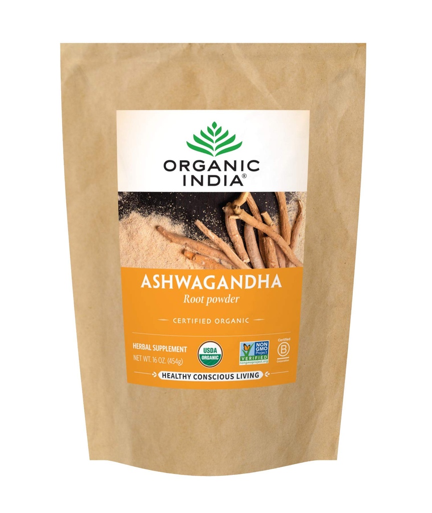 ORGANIC INDIA Ashwagandha Toz Organik - Ashwagandha Root Toz Bulk, Herbal Supplement - Vegan, Gluten-Free, Kosher, Non-GMO, Supports Stress Relief, Energy, and Sleep - 1lb Bag Bag