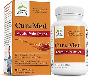 Terry Natural CuraMed Akut Pain Relief - Supplement with BCM-95 Curcumin & BOS-10 Boswellia - Black Sesame Tohum Oil to Support Relief of Occasional Discomfort - 120 Liquid Gelsional