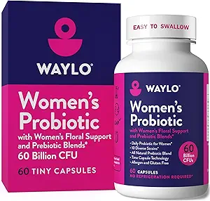 Kadınlar için Waylo Probiyotikler 60 Milyar CFU – Tiny Easy-to-Swallow Capsules – 10 Strains + Prebiyotikler, Cranberry & D-Mannose – Gut, Vaginal Probiyotikler, PH & Immune Health, Vegan – 60 Caps + Prebiyotiks