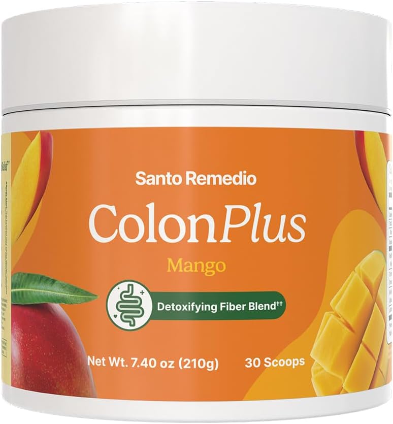 Santo Remedio Colon Plus, Kolon Temizser, Diyetsel Psikiyatrik Husk Fiber ve Probiyotikler Supplement, 30 Hizmet, Mango Flavor