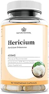 Doğa Hericium Erinaceus Extract Mushroom Supplement, 90 Capsules, %20 polisaccharides, Lion's Mane